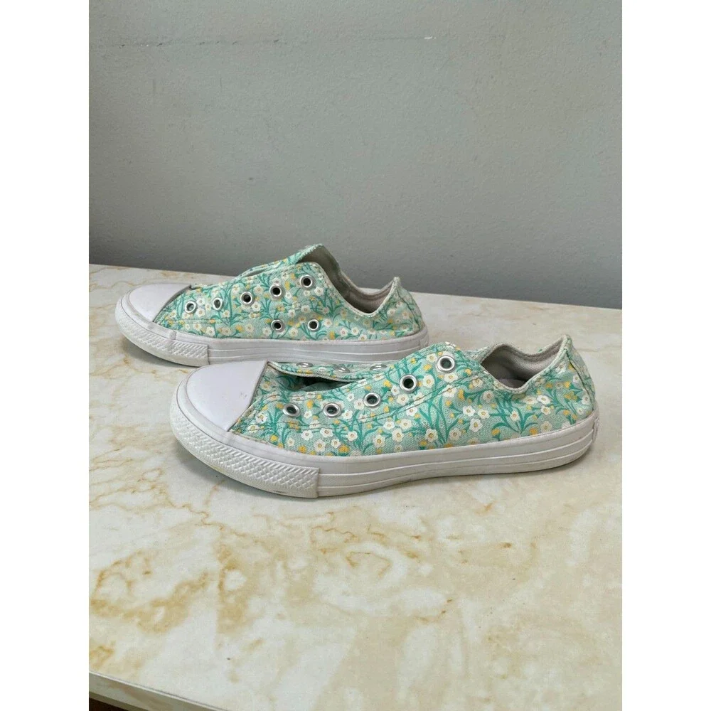 Converse Chuck Taylor All Star Floral Ox Ocean Mint/White/Topaz Gold Junior Sz 2